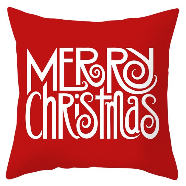  45cm by 45cm red pillowcase that reads "Merry Christmas'