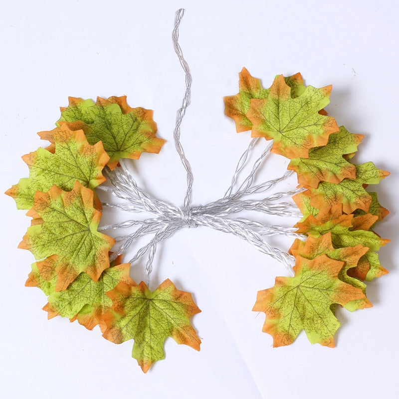 Autumn Artificial Maple Leaf LED Light String Lantern Garland