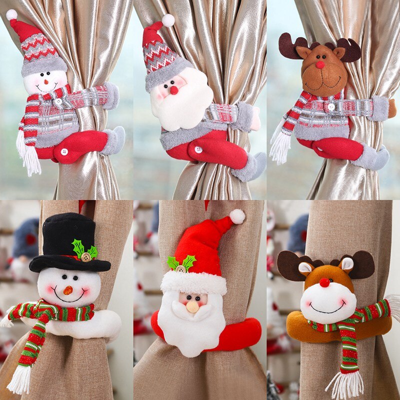 Christmas Curtain Holder Santa Elk Cristmas Ornaments Merry Christmas Decorations For Home Xmas Gifts Noel Navidad 2022 New Year