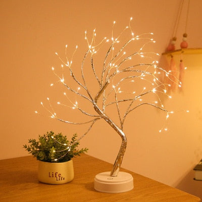 LED Night Light Mini Christmas Tree Copper Wire Garland Lamp