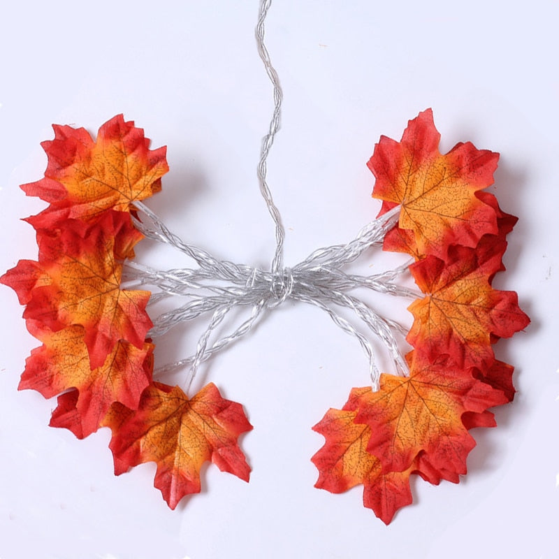 Autumn Artificial Maple Leaf LED Light String Lantern Garland