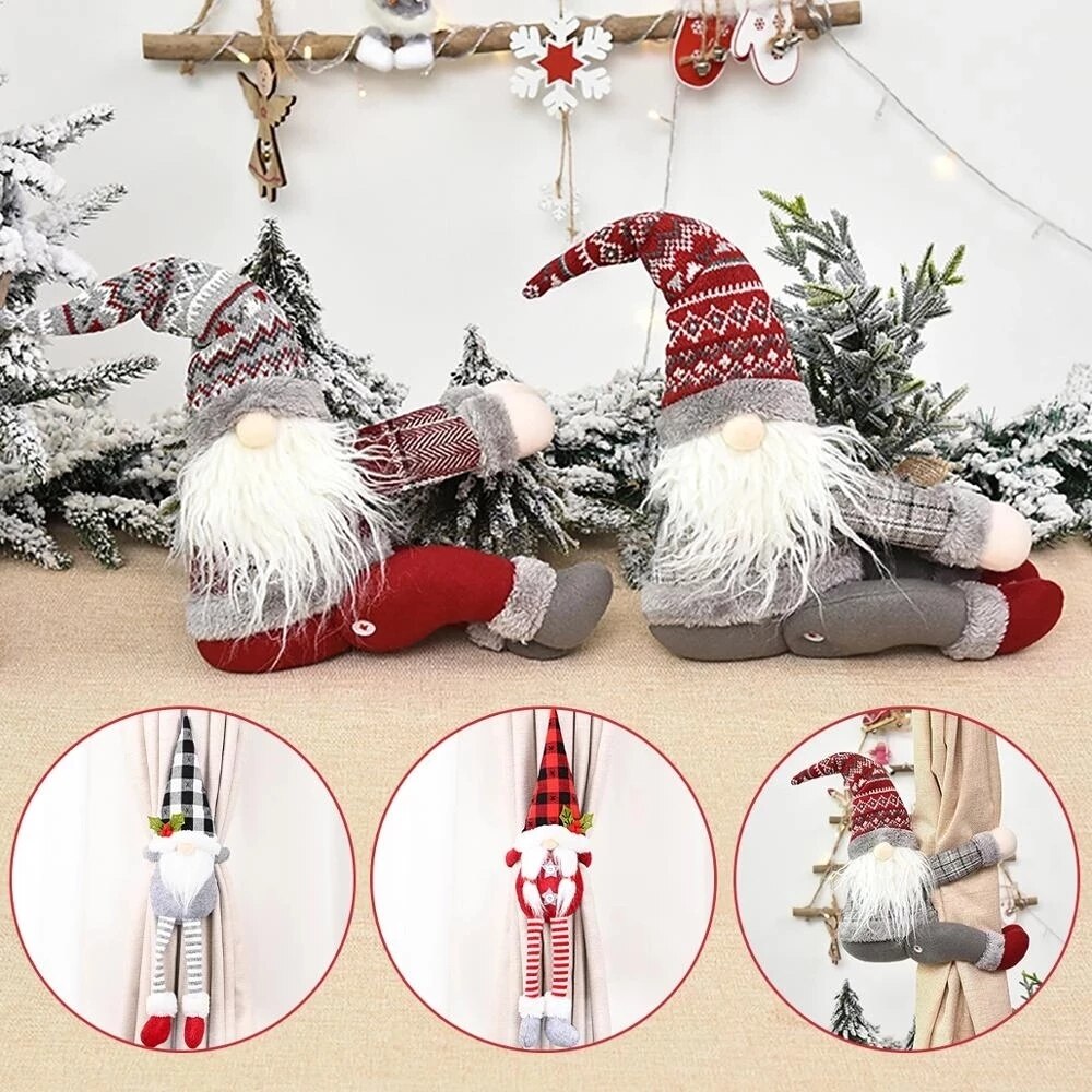 Christmas Curtain Holder Santa Elk Cristmas Ornaments Merry Christmas Decorations For Home Xmas Gifts Noel Navidad 2022 New Year