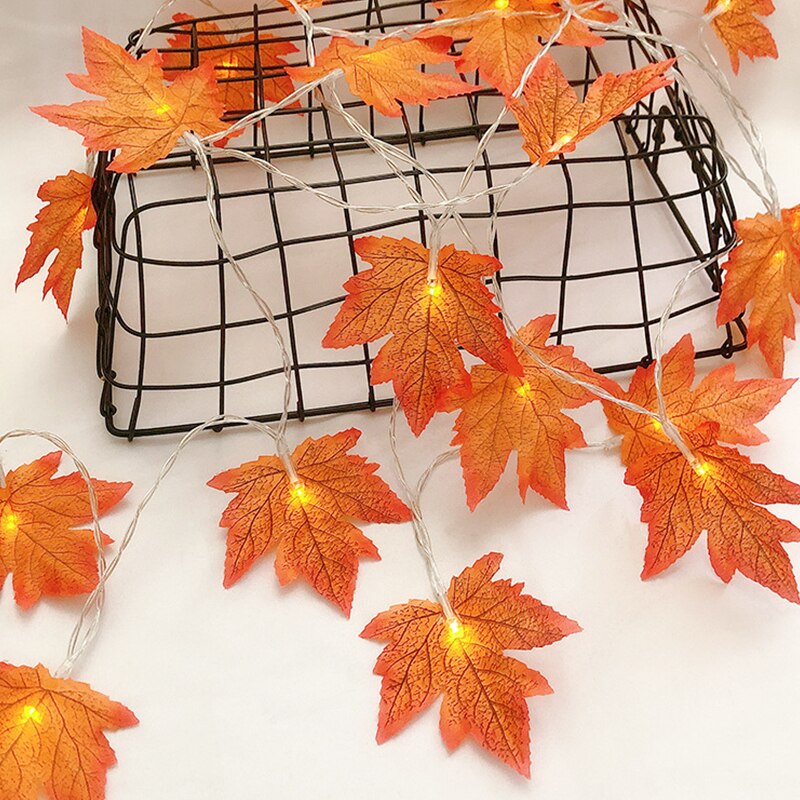 Autumn Artificial Maple Leaf LED Light String Lantern Garland