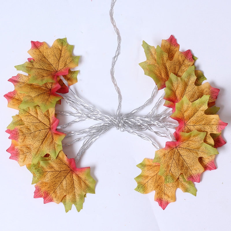 Autumn Artificial Maple Leaf LED Light String Lantern Garland