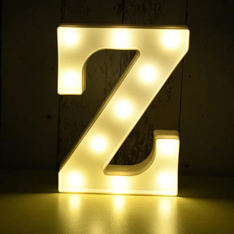 Capital letter Z nightlamp illuminated by yellow LED's on a black background