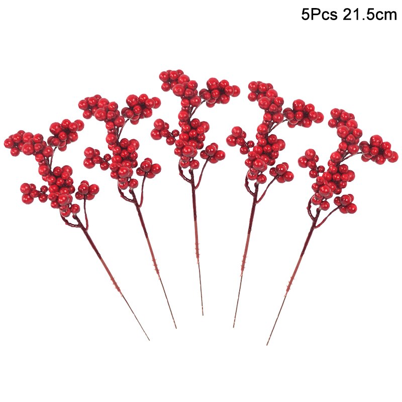 5 piece 21.5cm clustered red berry wreathe/garland addition on a white background.