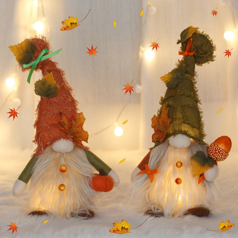 Illuminated Autumn Plush Gnome Dolls