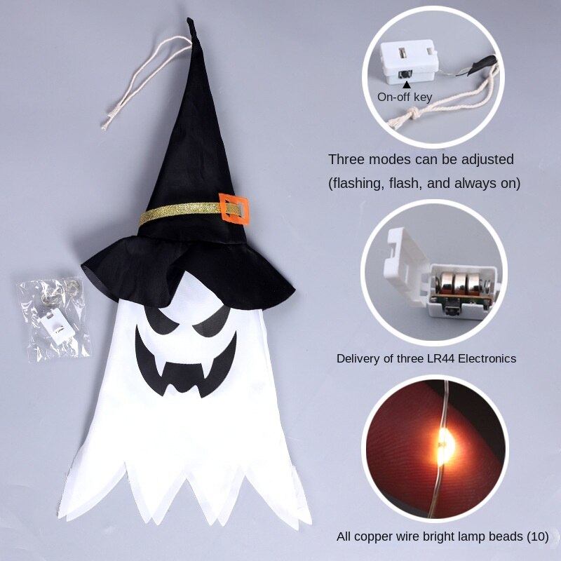 Halloween LED Hanging Skull, Pumpkin, Bat Decoration