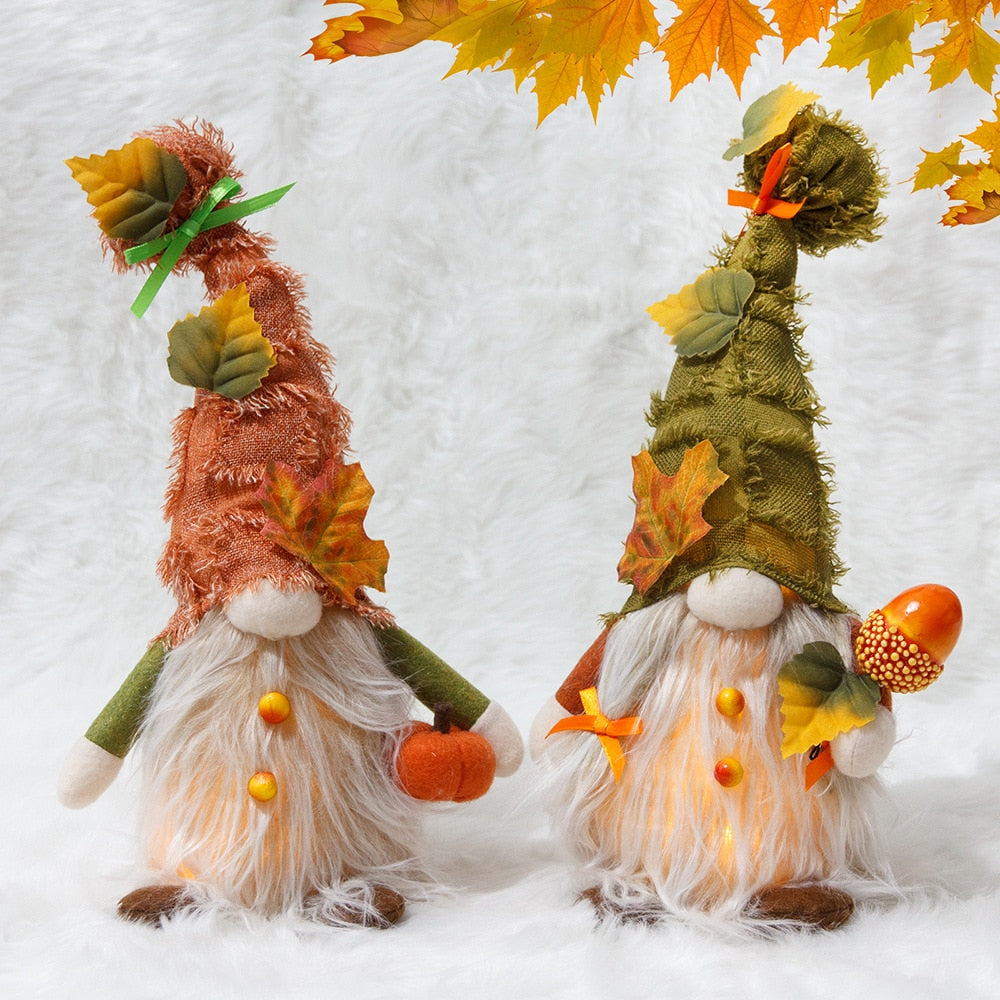 Illuminated Autumn Plush Gnome Dolls