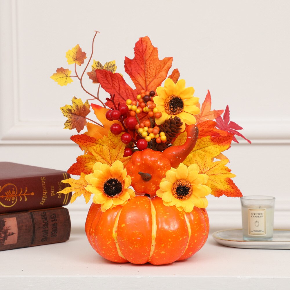 Autumn Harvest Artificial Pumpkin Sunflower Display