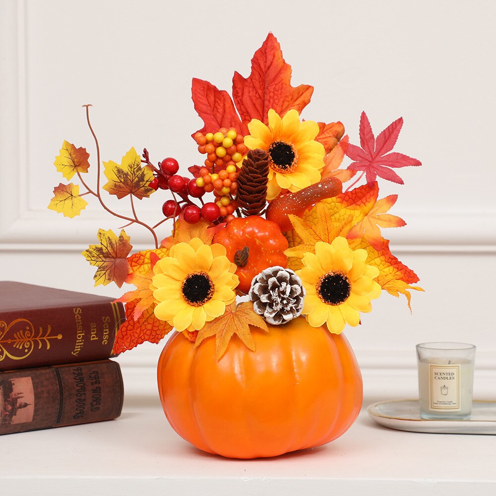 Autumn Harvest Artificial Pumpkin Sunflower Display