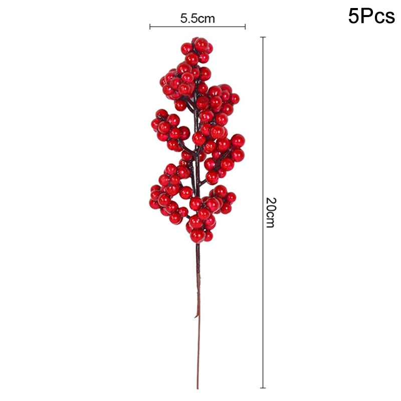 5 piece, 20cm by 5.5cm clustered red berry wreathe/garland addition on a white background.