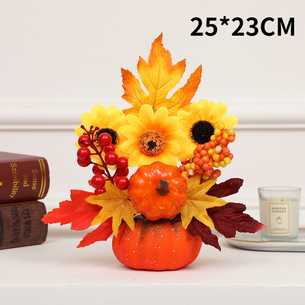 Autumn Harvest Artificial Pumpkin Sunflower Display