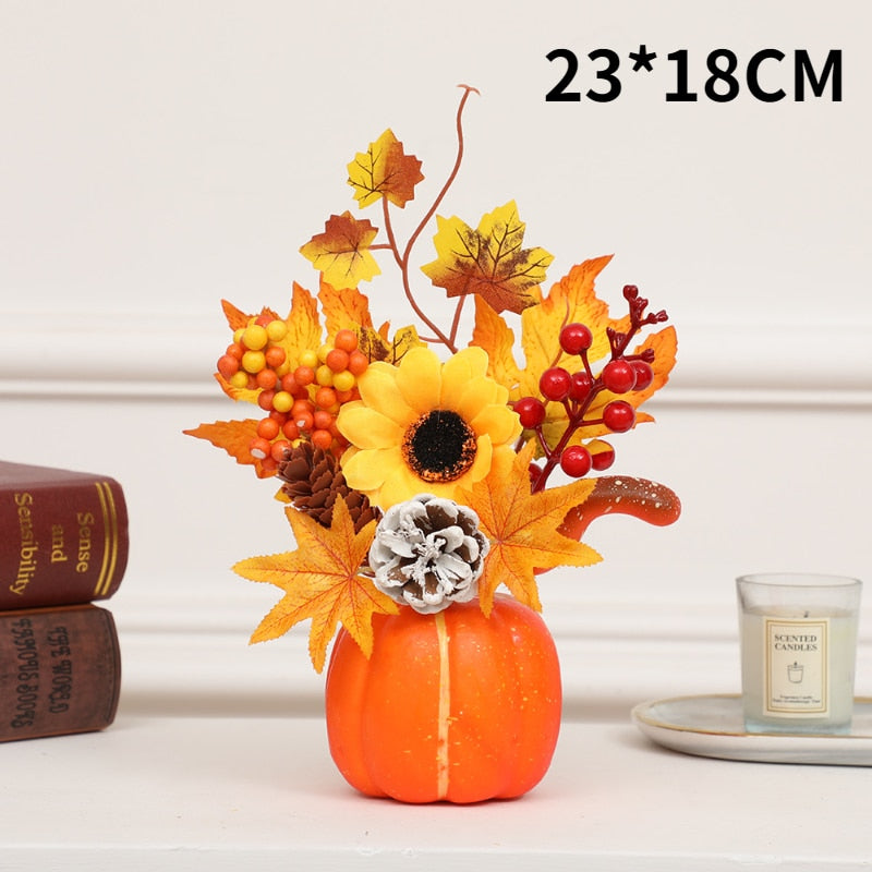 Autumn Harvest Artificial Pumpkin Sunflower Display