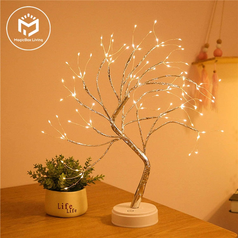 LED Night Light Mini Christmas Tree Copper Wire Garland Lamp