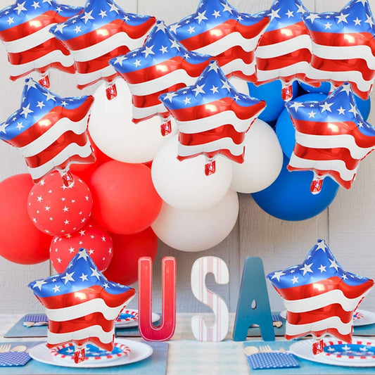 4th of July Pentagram Shaped Foil Balloons