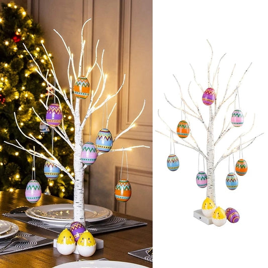 Easter LED Birch Tree and Easter Egg Ornaments