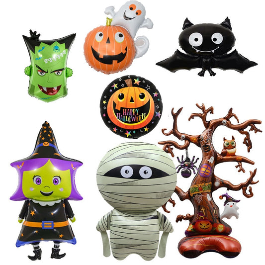 Halloween Pumpkin, Ghost, Bat, Spider, Witch, Monster Foil Balloons