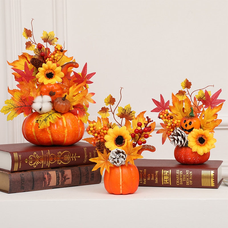 Autumn Harvest Artificial Pumpkin Sunflower Display